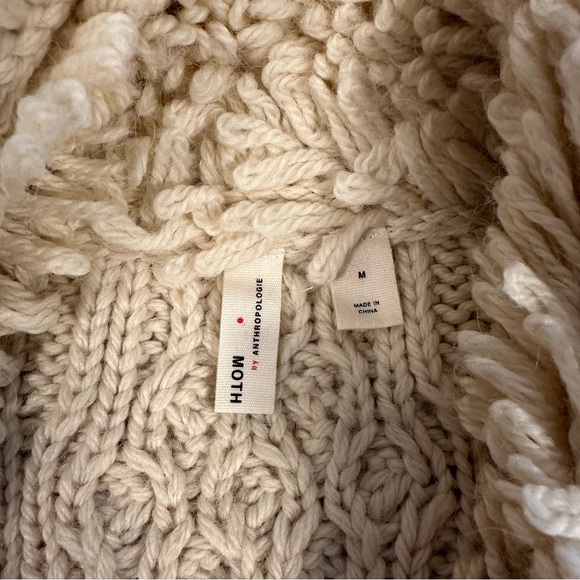 Anthropologie Moth Cozy Cream Cable Knit Sweater - Picture 8 of 15